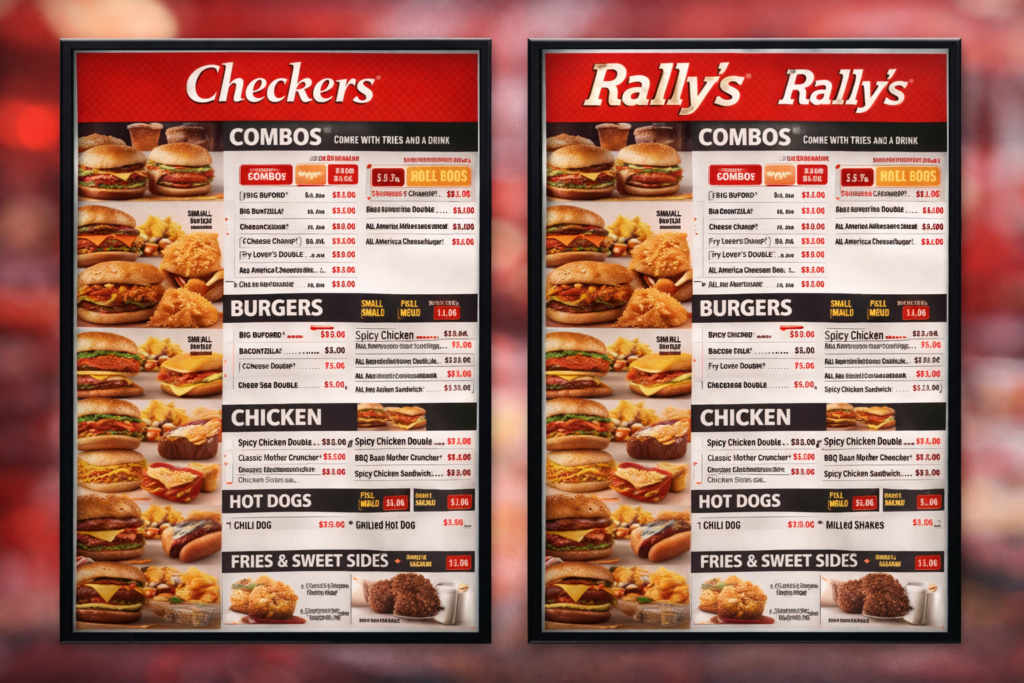 Checkers and Rally Menu Comparison