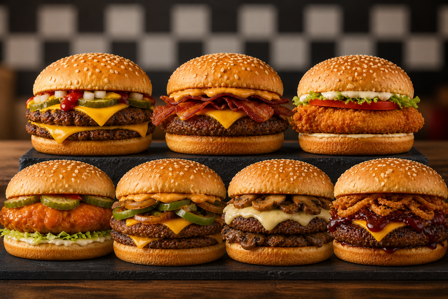 Checkers Burgers are of different types