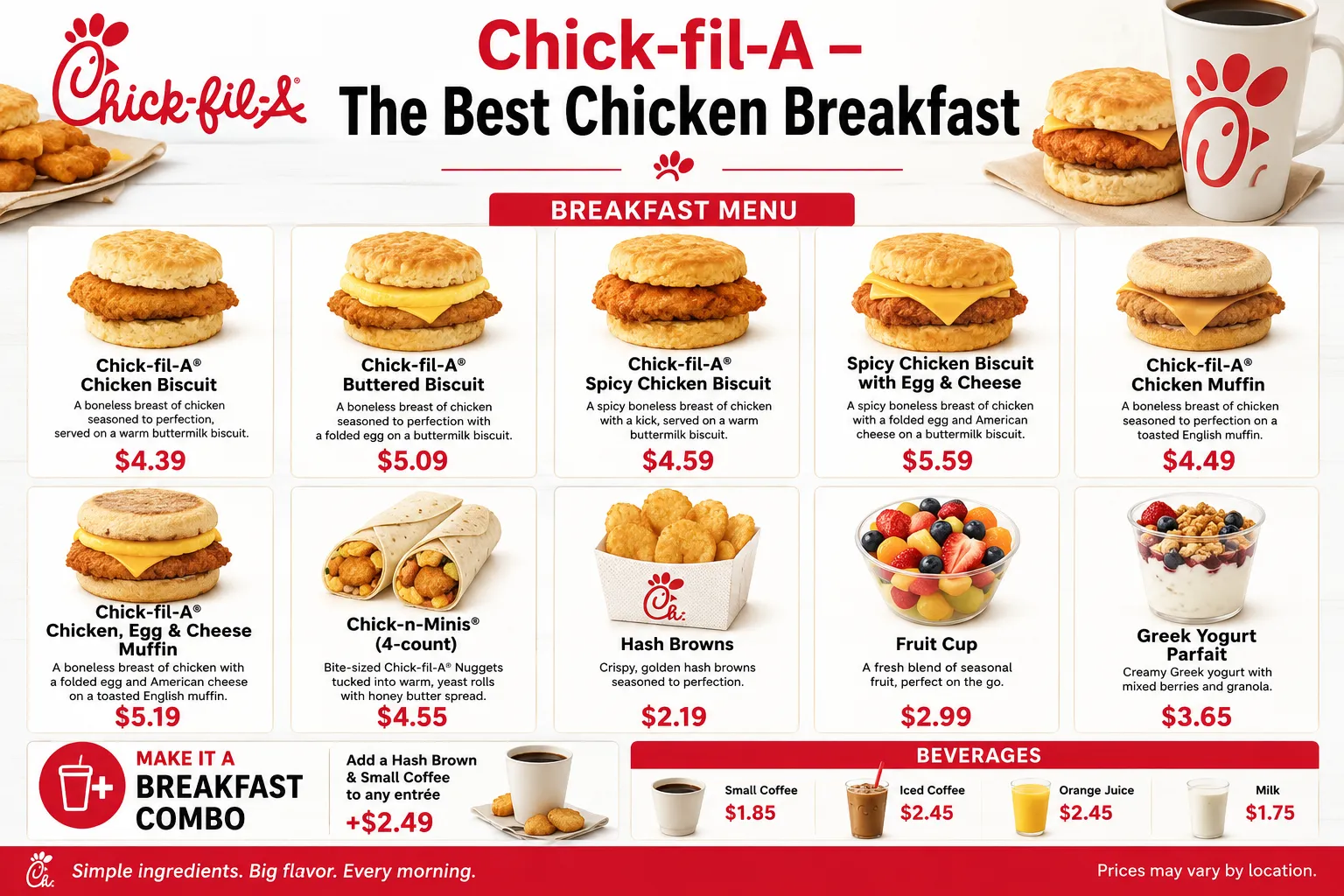 Chick-fil-A – The Best Chicken Breakfast menu