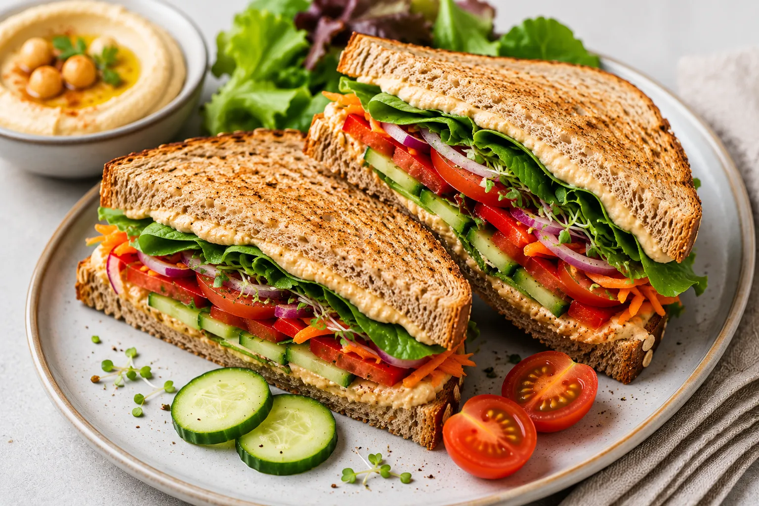 Veggie and Hummus Sandwich