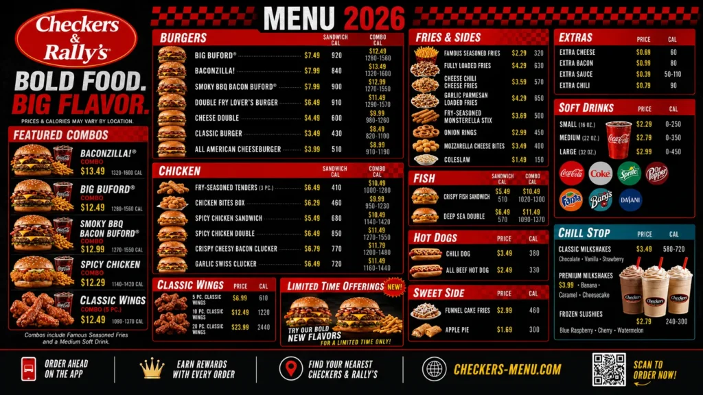 checkers menu with prices and pictures